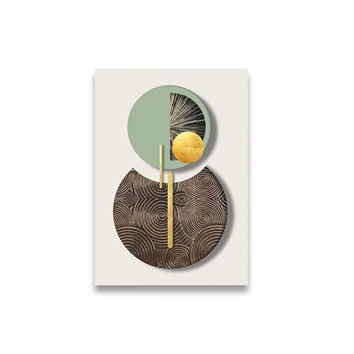 Golden Green Abstract Circle Geometric Art