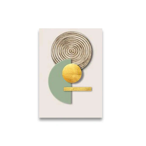 Golden Green Abstract Circle Geometric Art