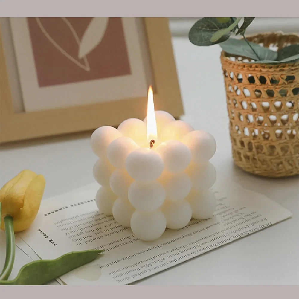 Bubble Cube Shaped Candle Handmade Scented Candle Aromatherapy