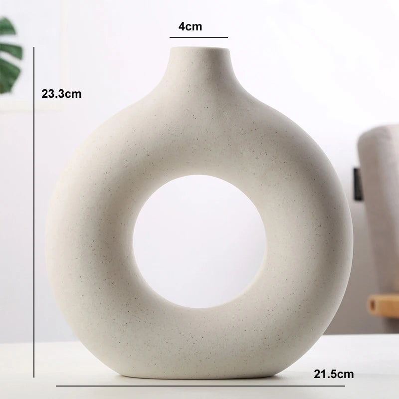 Vase Circular Hollow 
Ceramic Donuts Flower