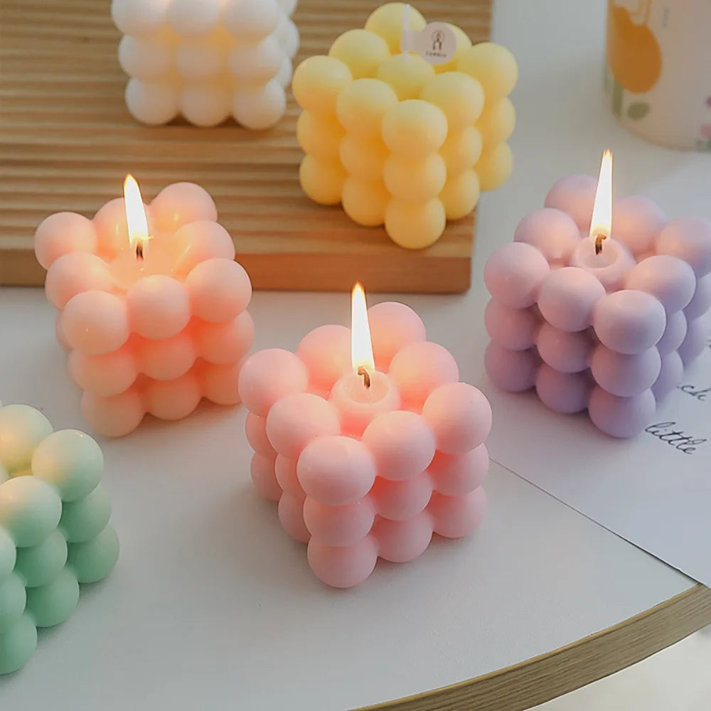 Bubble Cube Shaped Candle Handmade Scented Candle Aromatherapy