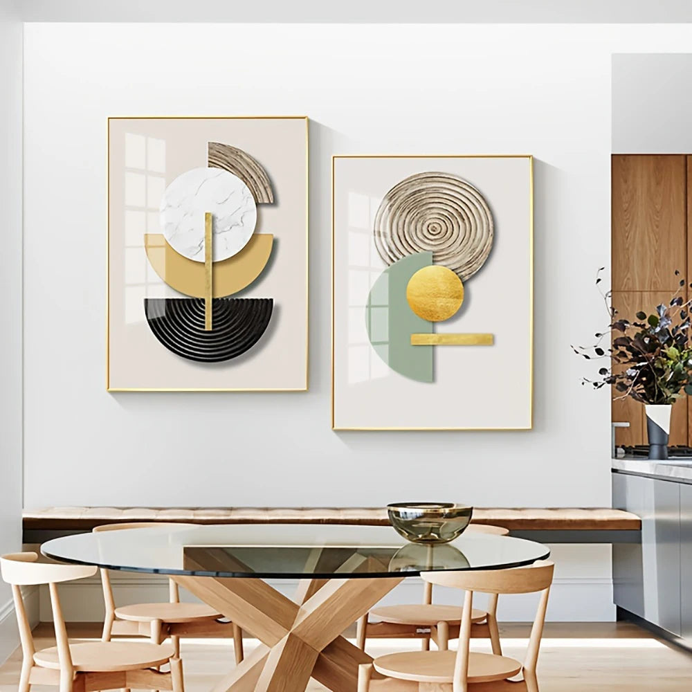 Golden Green Abstract Circle Geometric Art